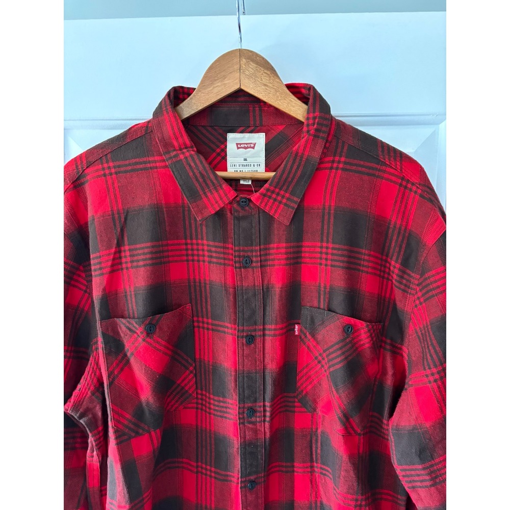 Levi's Plaid Button Down Shirt Mens XXL Red Brown Cotton Flannel NWT